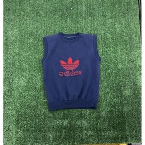 Vintage 80s Adidas Originals Sleeveless Sweater Vest Sz L Blue/Red